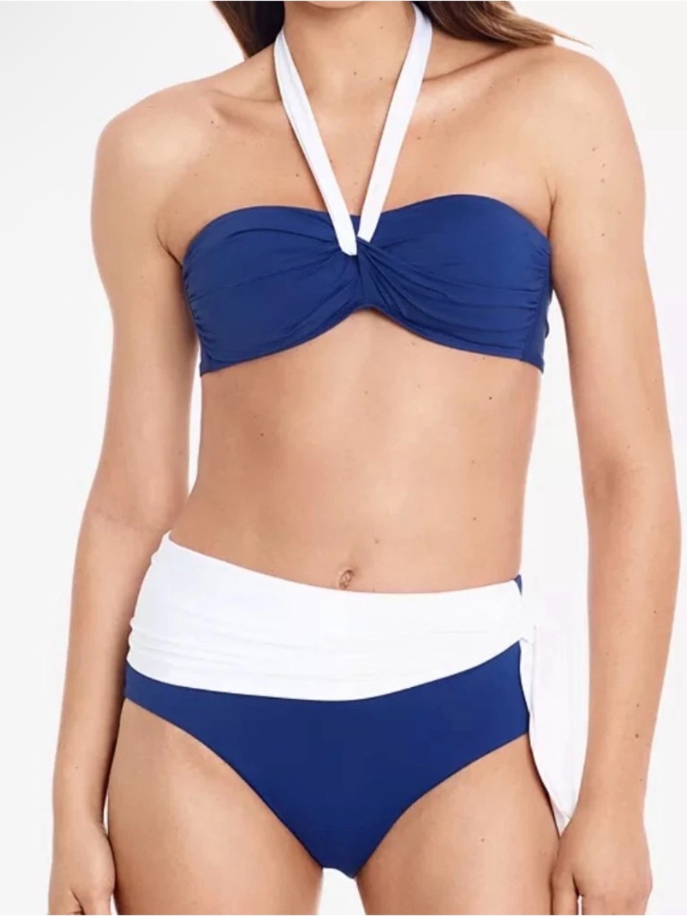 Ralph Lauren Navy and White Bandeau Halter Bikini Set-  NWT size 12